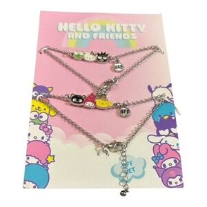 Sanrio Hello Kitty and Friends BFF Bracelet Set 2 Pieces Silver Tone